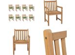 Vidaxl Sedie Da Giardino 8 Pz. Con Cuscini Verdi Legno Massello Di Teak - Sedia Da Giardino - Sedie Da Giardino - Poltrona Da Giardino - Sedia In Legno