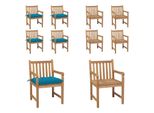 Vidaxl Sedie Da Giardino 4 Pz. Con Cuscini Azzurri Legno Massello Di Teak - Sedia Da Giardino - Sedie Da Giardino - Poltrona Da Giardino - Sedia In Legno