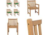 Vidaxl Sedie Da Giardino 4 Pezzi Con Cuscini Verdi Legno Massello Di Teak - Sedia Da Giardino - Sedie Da Giardino - Poltrona Da Giardino - Sedia In Legno