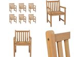 Vidaxl Sedie Da Giardino 6 Pz. Con Cuscini Beige Legno Massello Di Teak - Sedia Da Giardino - Sedie Da Giardino - Poltrona Da Giardino - Sedia In Legno