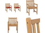 Vidaxl Sedie Da Giardino 2 Pezzi Con Cuscini Rossi In Legno Massiccio Teak - Sedia Da Giardino - Sedie Da Giardino - Poltrona Da Giardino - Sedia Di Legno