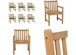 Vidaxl Sedie Da Giardino 6 Pezzi Con Cuscini Verdi In Legno Massiccio Teak - Sedia Da Giardino - Sedie Da Giardino - Poltrona Da Giardino - Sedia Di Legno