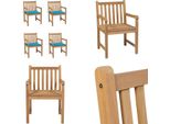 Vidaxl Sedie Da Giardino 4 Pz. Con Cuscini Blu Legno Massello Teak - Sedia Da Giardino - Sedie Da Giardino - Poltrona Da Giardino - Sedia In Legno