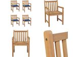 Vidaxl Sedie Da Giardino 4 Pz. Con Cuscini Blu Reale Legno Massello Di Teak - Sedia Da Giardino - Sedie Da Giardino - Poltrona Da Giardino - Sedia In Legno