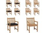 Vidaxl Sedie Da Giardino 4 Pz. Con Cuscini Neri Legno Massello Di Teak - Sedia Da Giardino - Sedie Da Giardino - Poltrona Da Giardino - Sedia In Legno