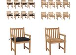 Vidaxl Sedie Da Giardino 8 Pz. Con Cuscini Neri Legno Massello Di Teak - Sedia Da Giardino - Sedie Da Giardino - Poltrona Da Giardino - Sedia In Legno