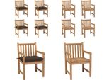 Vidaxl Sedie Da Giardino 4 Pz. Con Cuscini Color Tortora Legno Massello Di Teak - Sedia Da Giardino - Sedie Da Giardino - Poltrona Da Giardino - Sedia In Legno