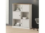 The Living Store Libreria Vigo Bianca 90X35X114,5 Cm Legno Massello Di Pino