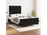The Living Store Struttura Letto Con Testiera Nera 120X200 Cm In Tessuto
