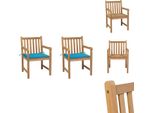Vidaxl Sedie Da Giardino 2 Pezzi Con Cuscini Blu In Legno Massiccio Teak - Sedie Da Giardino