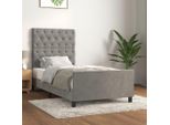 The Living Store Struttura Letto Con Testiera In Velluto Grigio Chiaro 80X200 Cm
