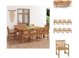 Vidaxl Set Da Pranzo Da Giardino 9 Pezzi In Teak Massiccio - Set Di Mobili Da Giardino