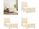 Vidaxl Struttura Letto Con Testiera In Tessuto Panna 90X200 Cm - Struttura Letto Con Testiera - Struttura Letto Con Testiera - Struttura Letto - Letto Con Testiera