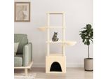 The Living Store Albero Per Gatti Con Tiragraffi In Sisal Crema 147 Cm