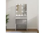 The Living Store Comodino Con Led In Cemento Grigio 60X40X140 Cm