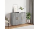 The Living Store Credenza Grey Sonoma 90X34X80 Cm Materiale Legno