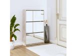 The Living Store Scarpiera Con Specchio 3 Scomparti Grigio Cemento 63X17X102,5 Cm