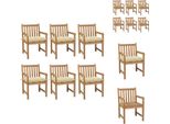 Vidaxl Sedie Da Giardino 6 Pezzi Con Cuscini Bianco Crema In Teak Massiccio - Sedie Da Giardino