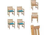 Vidaxl Sedie Da Giardino 4 Pezzi Con Cuscini Blu In Legno Massiccio Teak - Sedie Da Giardino