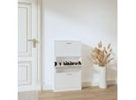 The Living Store Scarpiera Bianca Lucida 59X17X108 Cm Materiale A Base Di Legno