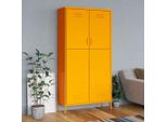 The Living Store Armadio Giallo Senape 90X50X180 Cm In Acciaio