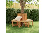 The Living Store Panchine Ad Albero 2 Pezzi Semicerchio Ø160 Cm Legno Massello Teak