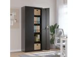 The Living Store Schedario Nero 90X40X200 Cm In Acciaio