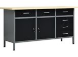 The Living Store Tavolo Da Lavoro Nero 160 X 60 X 85 Cm In Acciaio