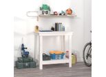 The Living Store Banco Da Lavoro Bianco 80X50X80 Cm In Legno Di Pino Massiccio