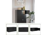 The Living Store Schedario Nero 90X40X40 Cm In Acciaio