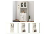 The Living Store Credenza Vigo Bianco 78X40X175 Cm In Legno Di Pino Massiccio