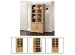 The Living Store Vetrina Vigo 85X35X170 Cm In Legno Di Pino Massiccio