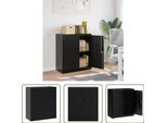 The Living Store Schedario Nero 79X40X90 Cm In Acciaio