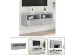 The Living Store Parete Tv Grigio Cemento 80X30X30 Cm Materiale In Legno