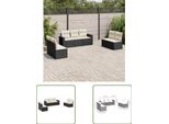 The Living Store Set Di Divani Da Giardino 7 Pezzi Con Cuscini In Polirattan Nero
