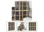 The Living Store Divisorio 4 Pezzi Marrone E Nero In Legno Massiccio Di Paulownia