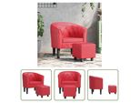 The Living Store Sedia Club Con Poggiapiedi In Ecopelle Rossa