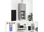 The Living Store Mobile Tv Con Luci Led Grigio Sonoma 40,5X30X102 Cm