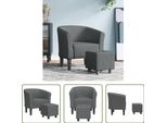 The Living Store Sedia Club Con Poggiapiedi In Tessuto Grigio Scuro