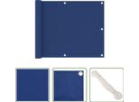 The Living Store Paravento Per Balcone Blu 75X300 Cm Tessuto Oxford