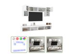 The Living Store Parete Attrezzata A 6 Pezzi Con Illuminazione A Led In Legno Bianco