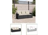 The Living Store Set Di Divani Da Giardino A 3 Pezzi Con Cuscini In Poly Rattan Nero