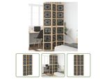 The Living Store Divisorio 3 Pezzi Marrone E Nero Legno Massello Paulownia