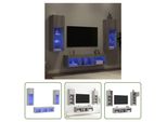 The Living Store Parete Attrezzata A 5 Pezzi Con Illuminazione A Led Materiale In Legno Grey Sonoma