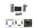 The Living Store Parete Tv 4 Pezzi Con Luci Led Grigio Sonoma