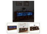 The Living Store Credenza Con Luci Led Rovere Fumé 162X37X67 Cm