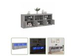 The Living Store Credenza Con Luci Led Grigio Sonoma 181,5X37X67 Cm
