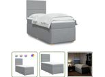 The Living Store Letto A Molle Con Materasso Grigio Chiaro 80X200 Cm In Tessuto