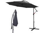 Hengda Ombrellone Girevole A 360° Ø350Cm Ombrellone Con Manovella UV40+ Ombrellone Da Giardino Ombrellone Da Mercato Grigio