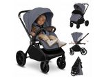 Lionelo Mika Plus Passeggino Universale Fino A 22 Kg Alta Manovrabilità Capottina Xxl Con UPF50+ Grigio